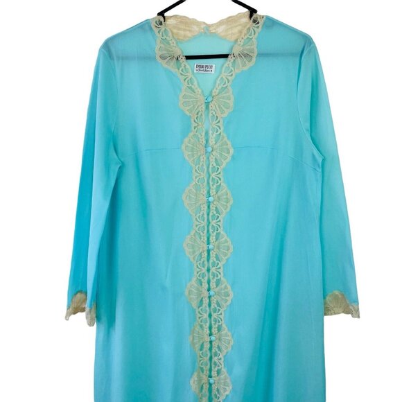 Vintage 1970 Emilio Pucci Formfit Rogers Blue mint Nightgown Robe M medi… - Picture 2 of 10